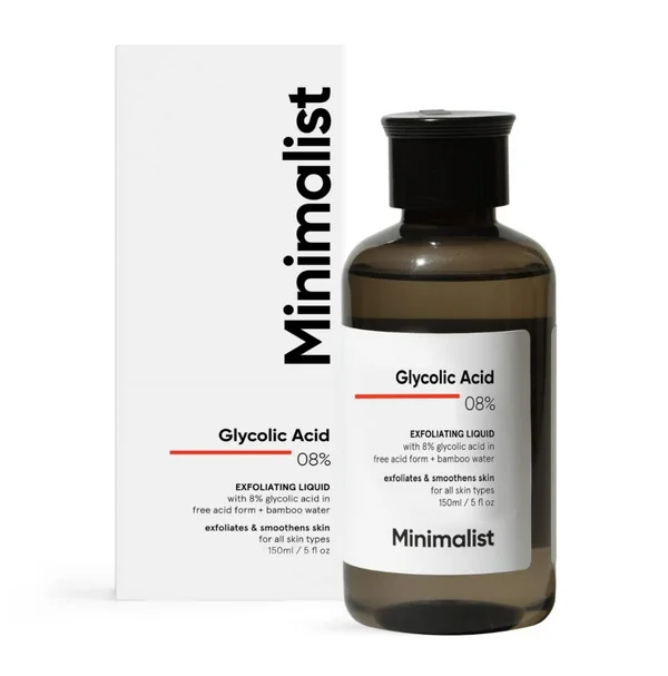 Minimalist Glycolic Acid 08% Exfoliating Liquid, 150 ml, Pack of 1