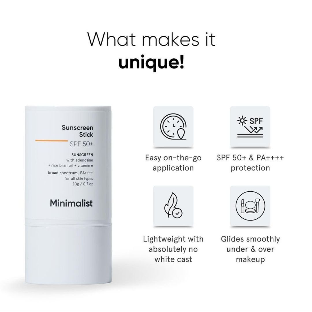 Minimalist SPF 50+ Sunscreen Stick, 20 gm, Pack of 1 Minimalist SPF 50+ Sunscreen Stick, 20 gm, Pack of 1