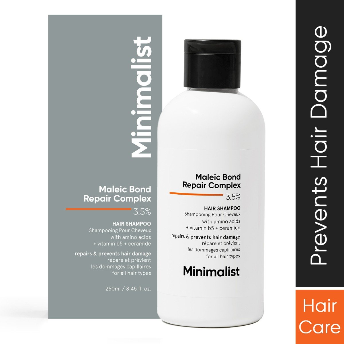 Minimalist 3.5% Maleic Bond Repair Complex Shampoo 250 ml | For Damaged and Frizzy Hair, Pack of 1 Minimalist 3.5% Maleic Bond Repair Complex Shampoo 250 ml | For Damaged and Frizzy Hair, Pack of 1