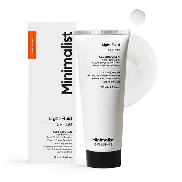 Minimalist Light Fluid SPF 50 PA++++ Sunscreen, 50 ml, Pack of 1