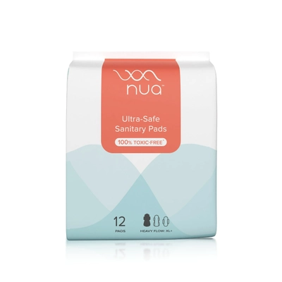 Nua Ultra-Safe Heavy Flow Sanitary Pads XL+ for Women, 12 Count, Pack of 1