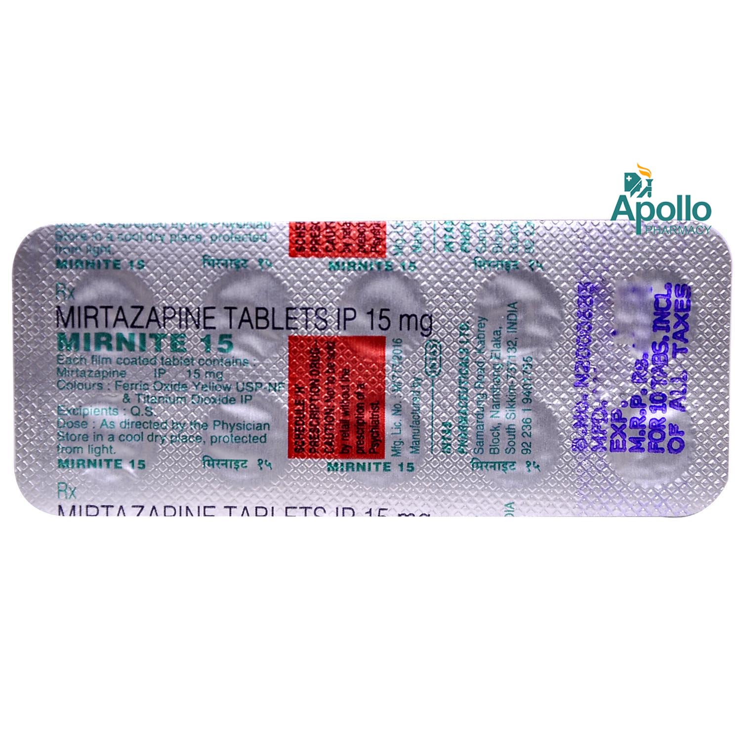 Mirnite 15 Tablet 10's, Pack of 10 TABLETS Mirnite 15 Tablet 10's, Pack of 10 TABLETS