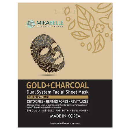 Mirabelle Korea Gold + Charcoal Facial Sheet Mask, Buy 1 Get 1