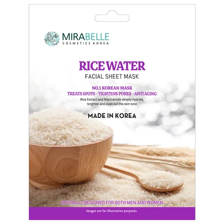 Mirabelle Korea Rice Water Facial Sheet Mask, Buy 1 Get 1