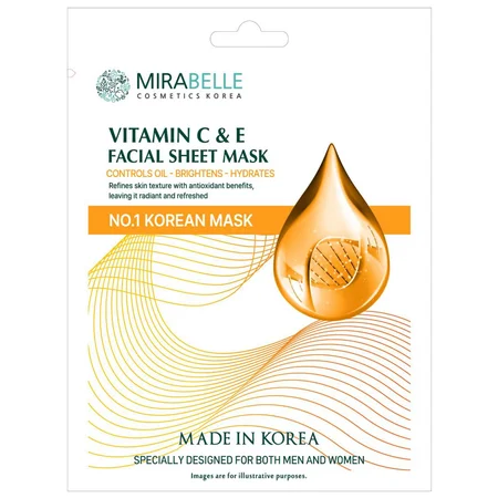 Mirabelle Korea Vitamin C & E Facial Sheet Mask, Buy 1 Get 1
