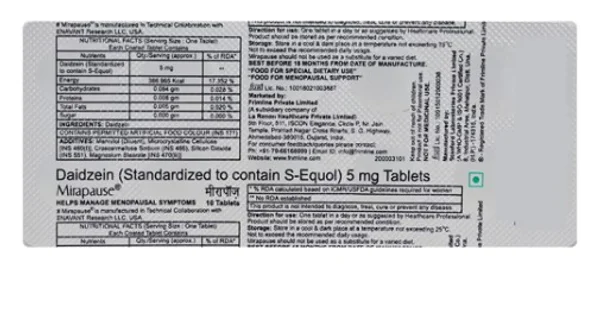 Mirapause 5 Tablet 10's, Pack of 10 TABLETS