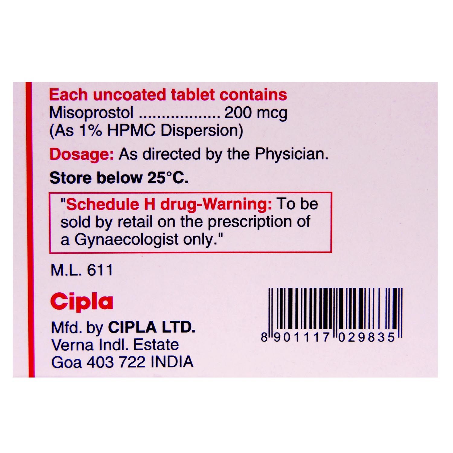 Misoprostol 200mg price in india