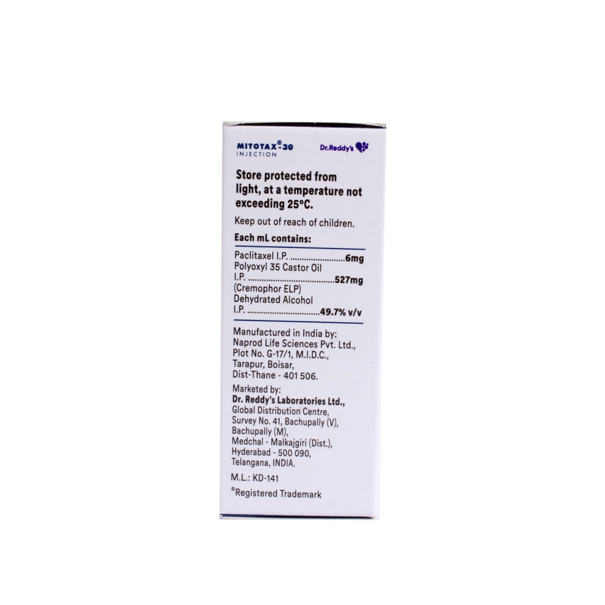MITOTAX 30MG INJECTION 5ML, Pack of 1 INJECTION MITOTAX 30MG INJECTION 5ML, Pack of 1 INJECTION