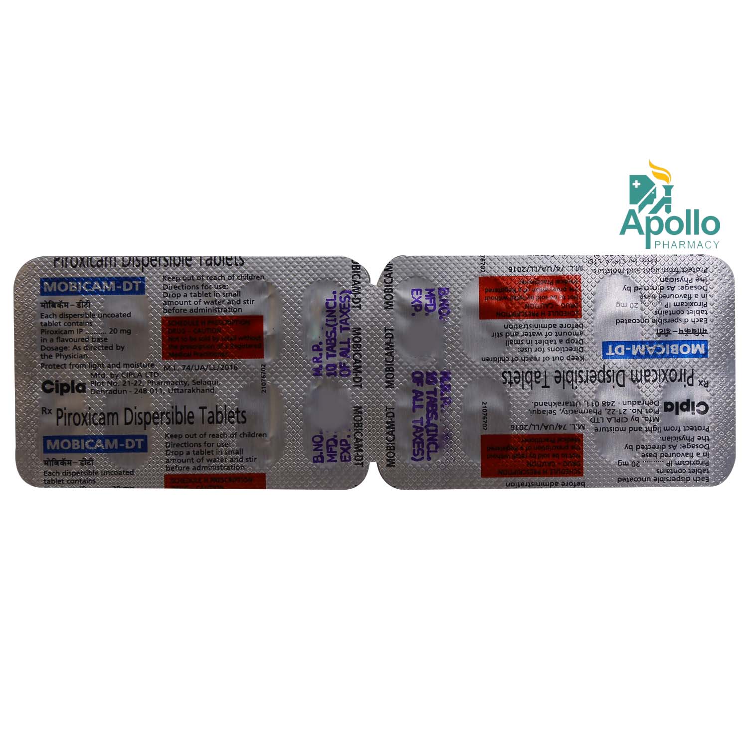 MOBICAM DT 20MG TABLET, Pack of 10 TABLETS MOBICAM DT 20MG TABLET, Pack of 10 TABLETS
