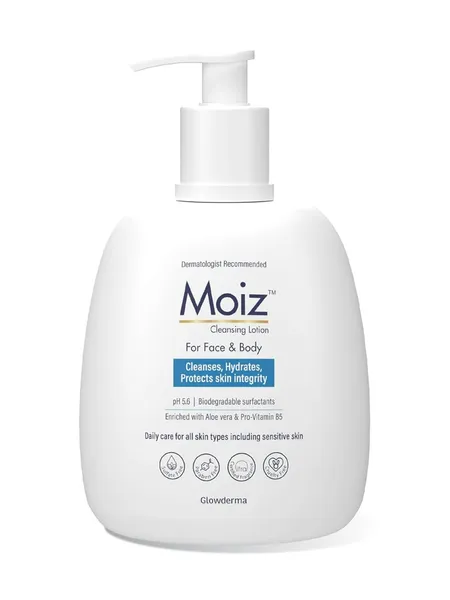 Moiz Cleansing Lotion 400 ml | With Aloe Vera & Pro Vitamin B5 | Gently Cleanses, Hydrates & Protects | Skin Friendly pH 5.5 | For Face & Body | For All Skin Type, Sensitive Skin
