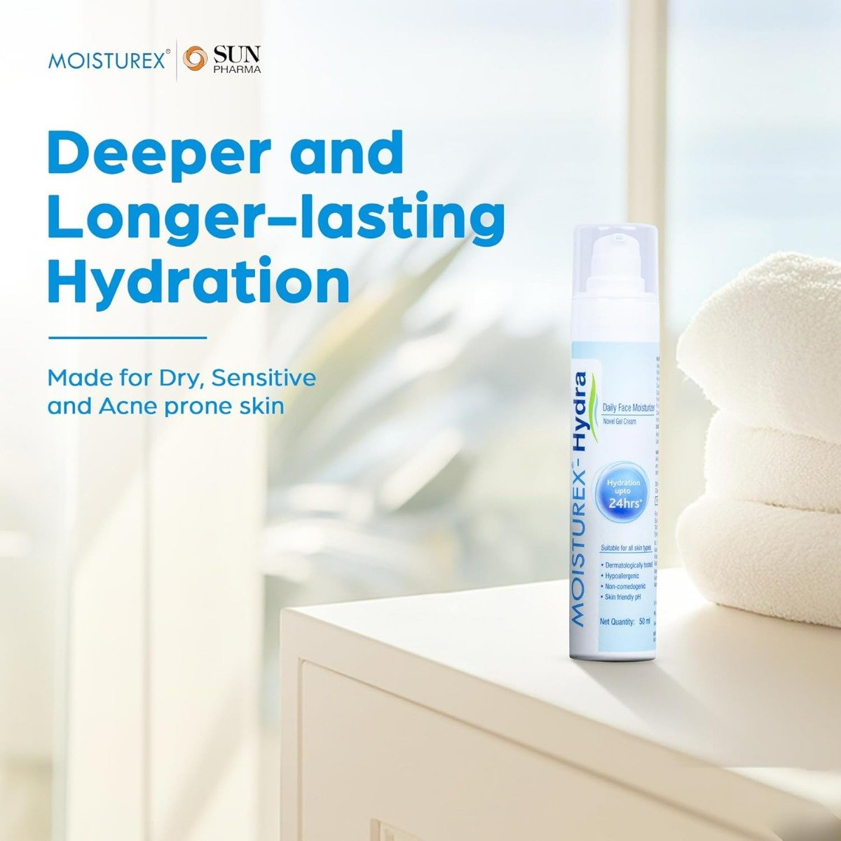 Moisturex - Hydra Gel Cream 50 ml | Daily Face Moisturiser | With Skin Friendly pH | For All Skin Type, Pack of 1 Moisturex - Hydra Gel Cream 50 ml | Daily Face Moisturiser | With Skin Friendly pH | For All Skin Type, Pack of 1