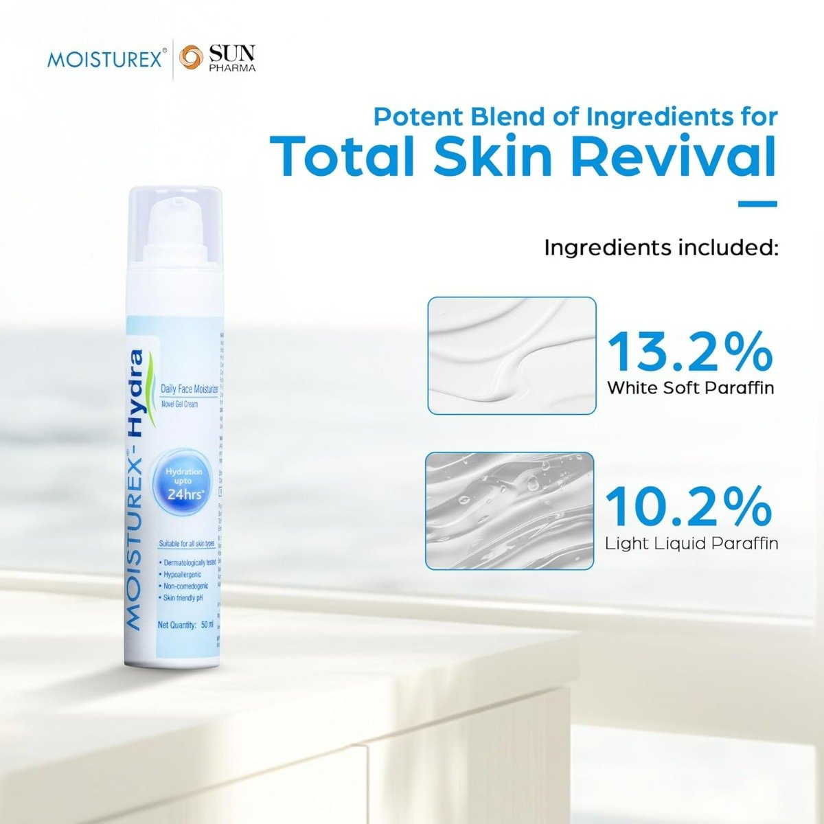 Moisturex - Hydra Gel Cream 50 ml | Daily Face Moisturiser | With Skin Friendly pH | For All Skin Type, Pack of 1 Moisturex - Hydra Gel Cream 50 ml | Daily Face Moisturiser | With Skin Friendly pH | For All Skin Type, Pack of 1