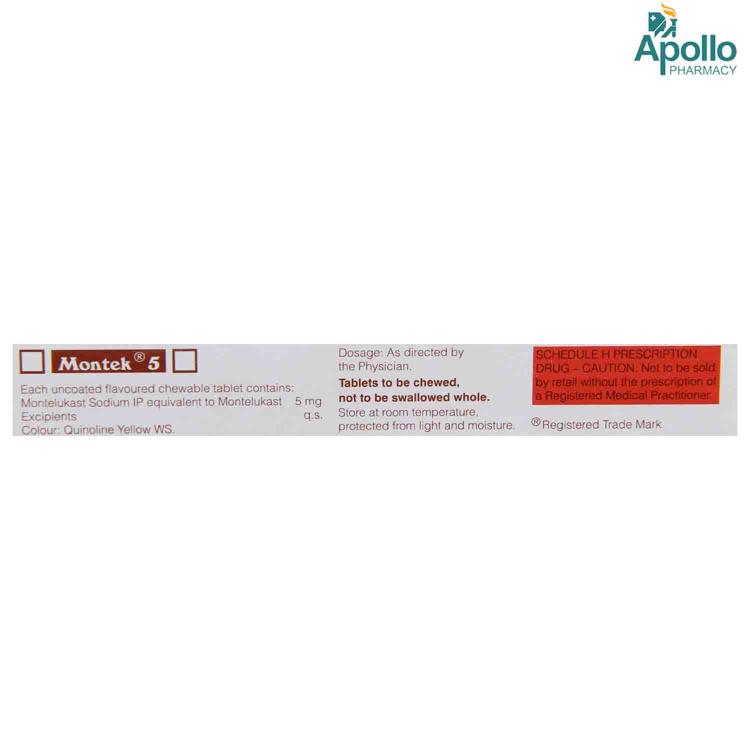 Montek 5 Tablet 10's, Pack of 10 TABLETS Montek 5 Tablet 10's, Pack of 10 TABLETS