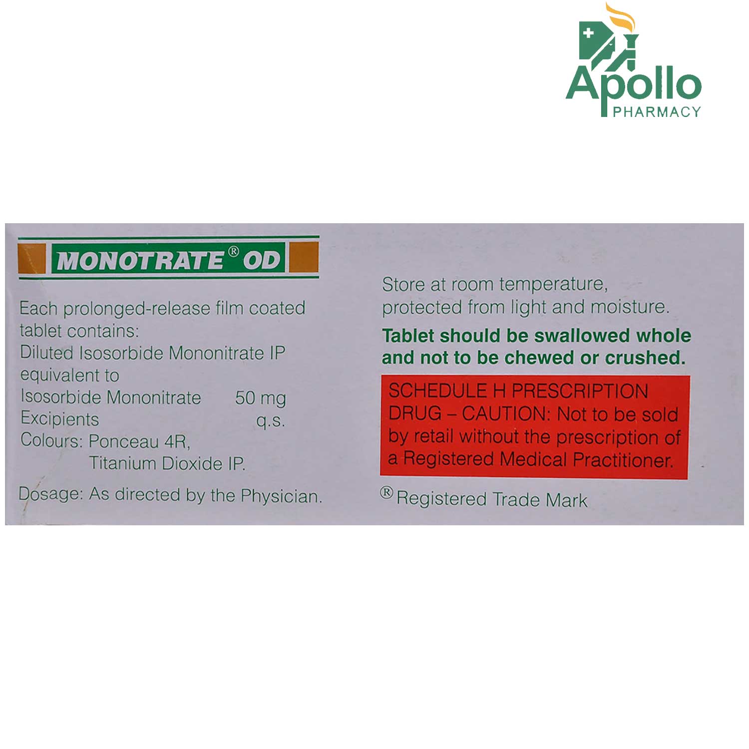 Monotrate OD Tablet 10's, Pack of 10 TabletS Monotrate OD Tablet 10's, Pack of 10 TabletS