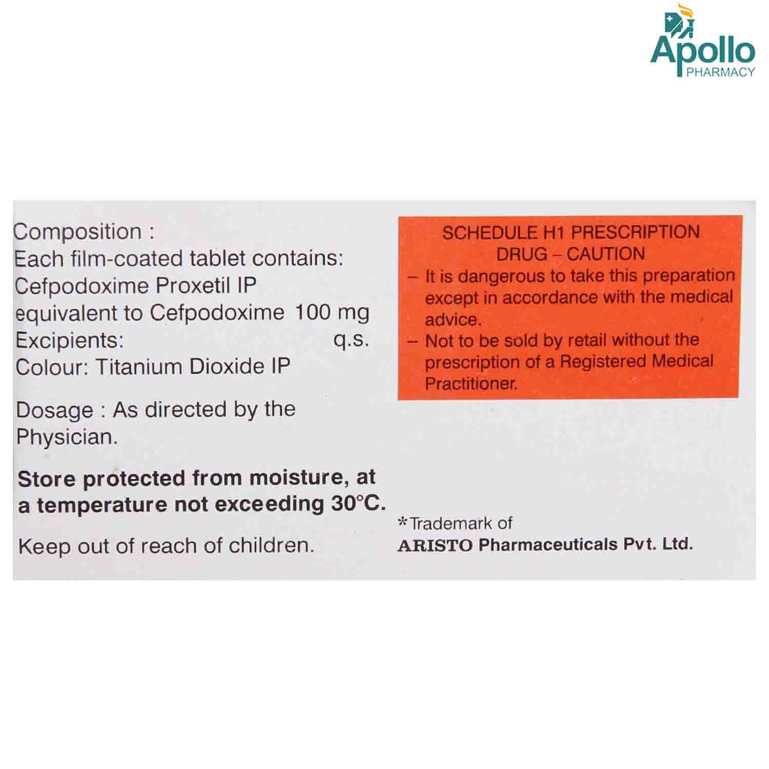 Monocef-O 100 Tablet 10's, Pack of 10 TABLETS Monocef-O 100 Tablet 10's, Pack of 10 TABLETS