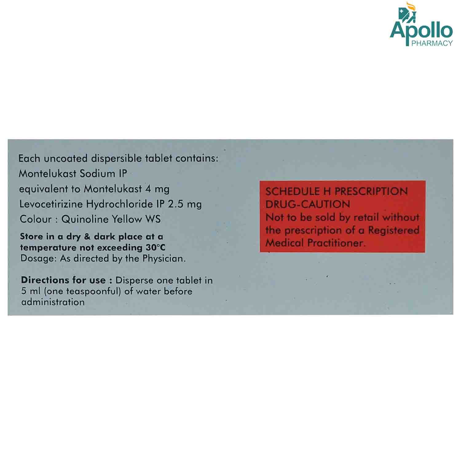 Montral Kid 4 Tablet 10's, Pack of 10 TABLETS Montral Kid 4 Tablet 10's, Pack of 10 TABLETS