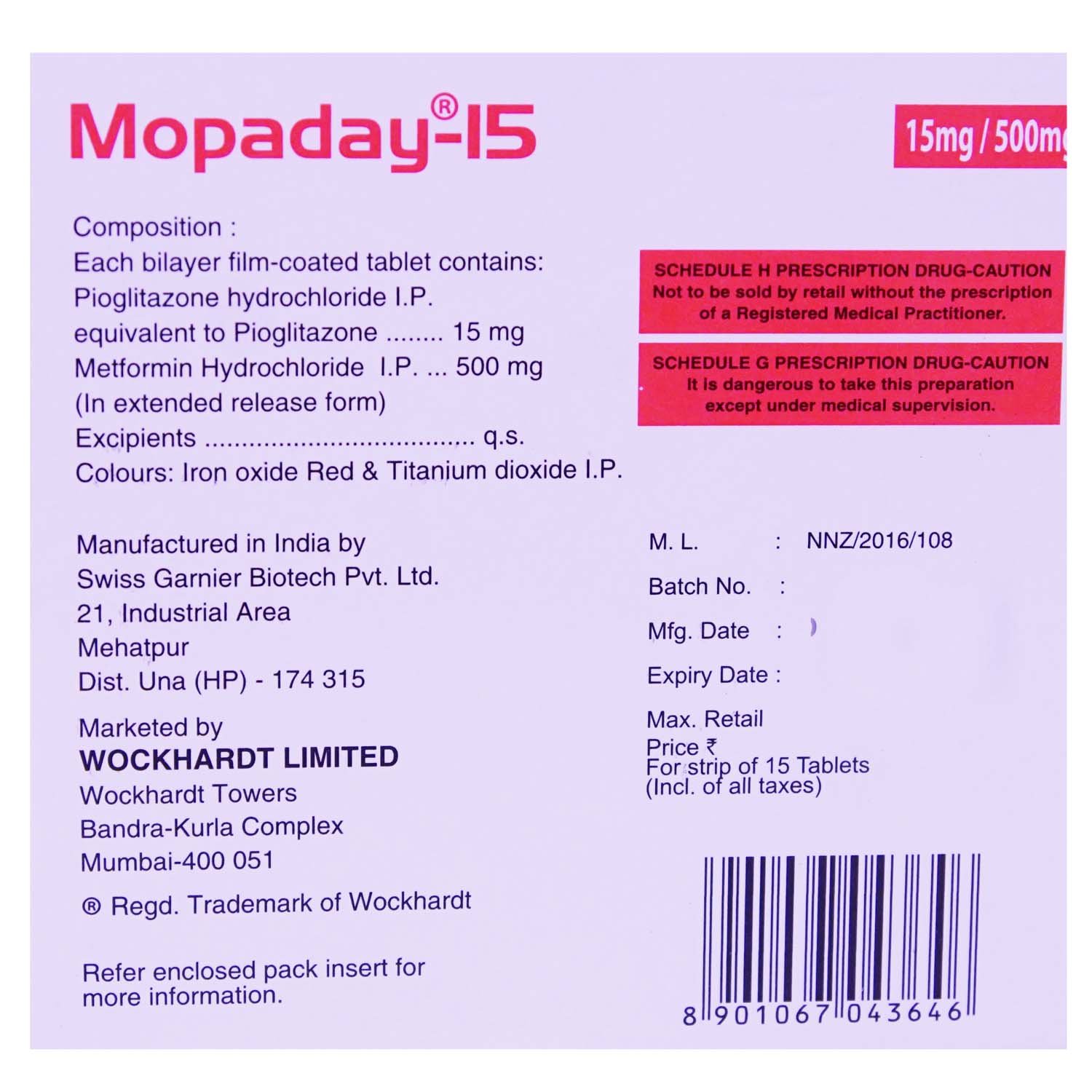 Mopaday 15 Tablet 15's, Pack of 15 TABLETS Mopaday 15 Tablet 15's, Pack of 15 TABLETS