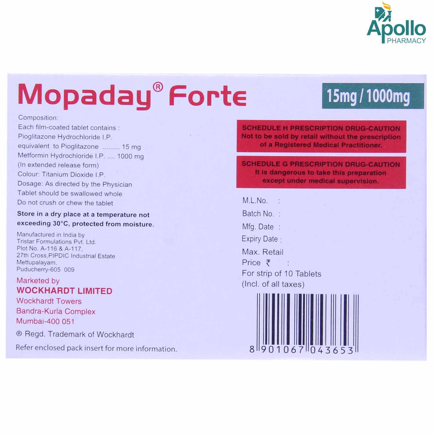 Mopaday Forte Tablet 10's, Pack of 10 Mopaday Forte Tablet 10's, Pack of 10