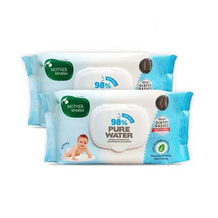 Mother Sparsh 98% Pure Water Baby Wipes, 144 Count (2x72)