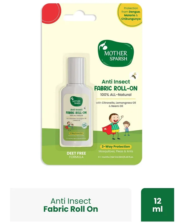 Mother Sparsh Anti-Insect Fabric Roll-On for 0+ Months, 12 ml, Pack of 1