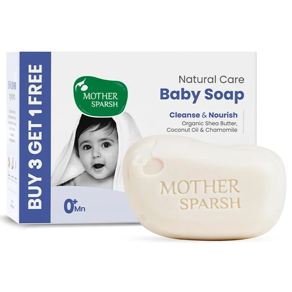 Mother Sparsh Natural Care Baby Soap For 0+ Months, 300 gm (4x75 gm) (B3G1), Pack of 1