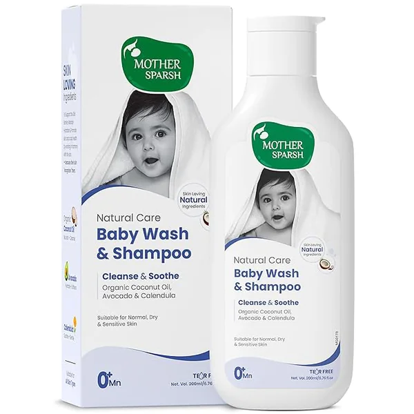 Mother Sparsh Natural Care Baby Wash &amp; Shampoo For 0+ Months, 200 ml, Pack of 1