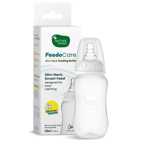 Mother Sparsh Feedocare Slim Neck Feeding Bottle For 3 Months, 125 ml