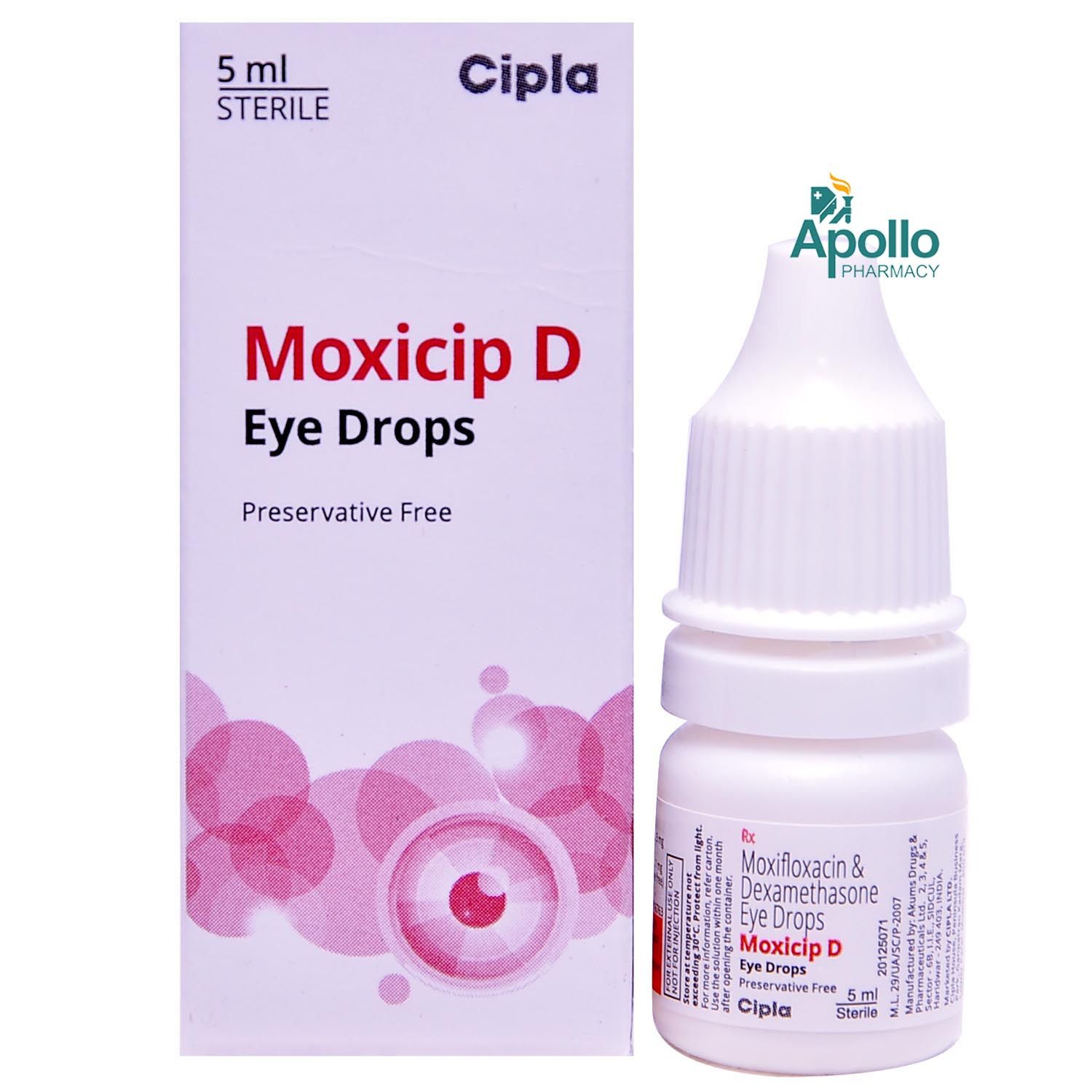 Moxicip D Eye Drops 5ml Price, Uses, Side Effects, Composition Apollo