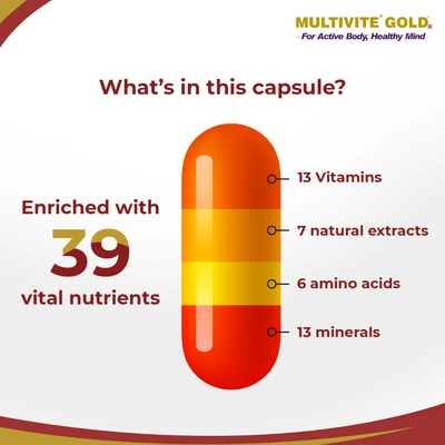 Multivite Gold Capsule 15's, Pack of 15