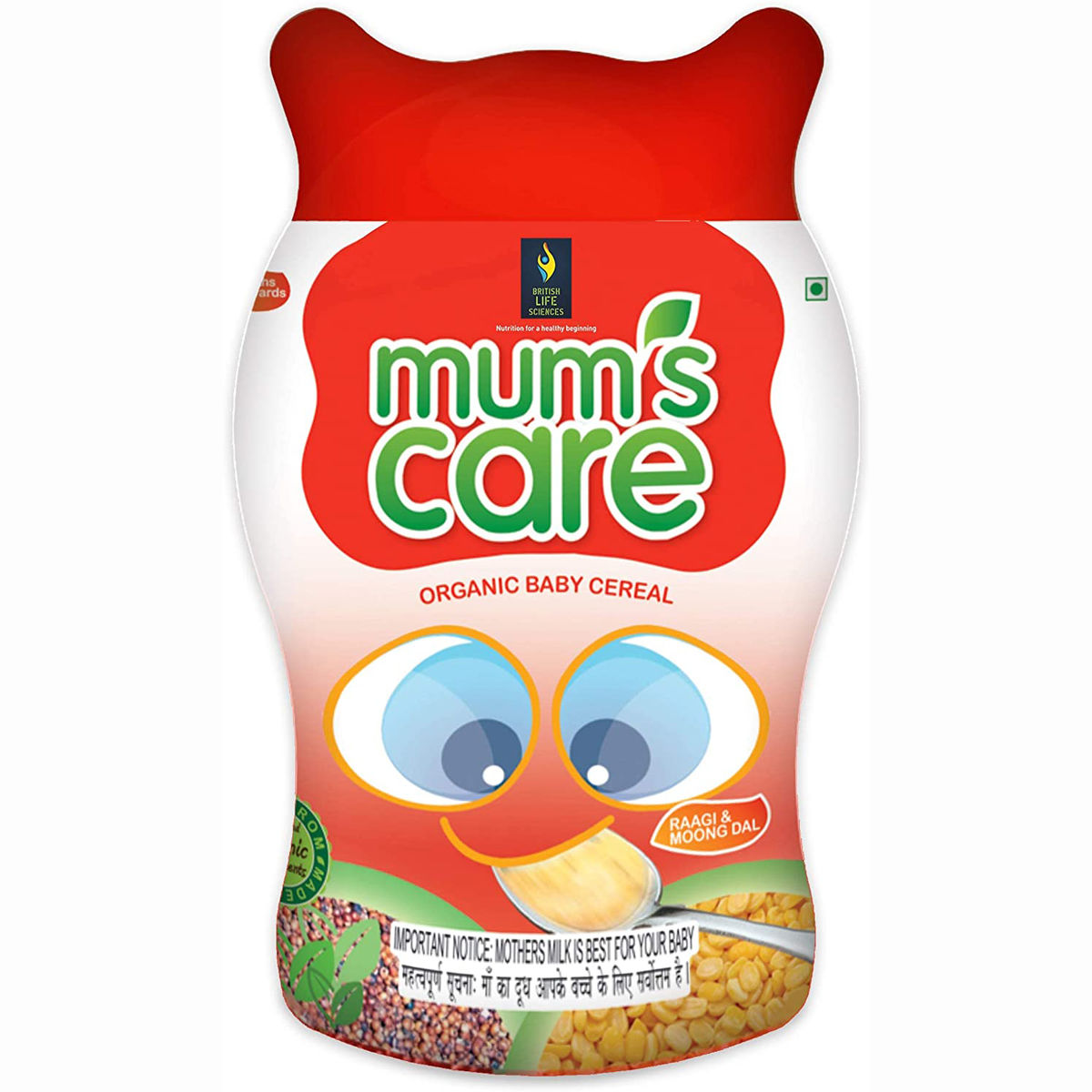Mum's Care Organic Baby Cereal with Ragi and Moong Dal, 300 gm Jar ...
