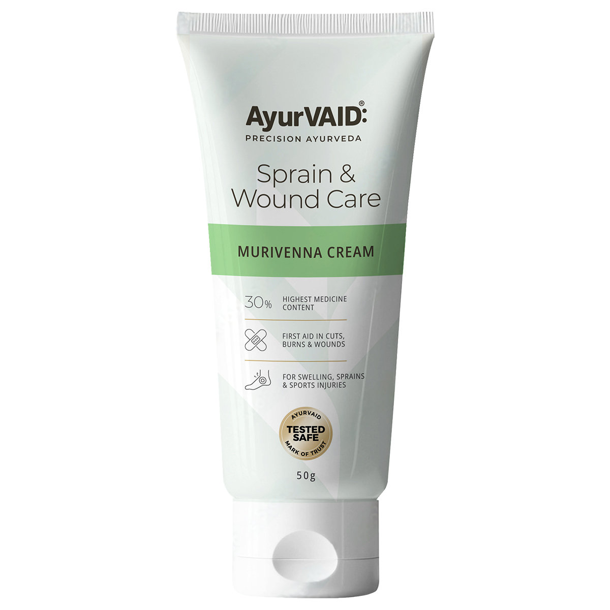 AyurVAID Murivenna Cream, 50 gm - Ayurveda First-Aid Cream for Cuts, Burns & Sprains, Pack of 1 AyurVAID Murivenna Cream, 50 gm - Ayurveda First-Aid Cream for Cuts, Burns & Sprains, Pack of 1
