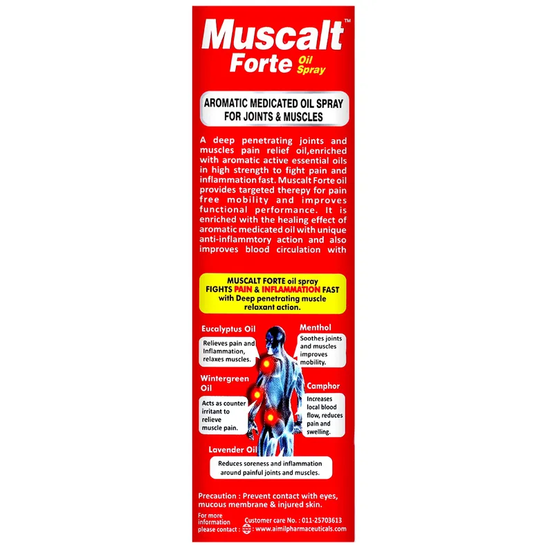 Muscalt Buy Aimil Muscalt Forte Oil Spray, 30 ml | 19 Minutes Delivery | Apollo ...