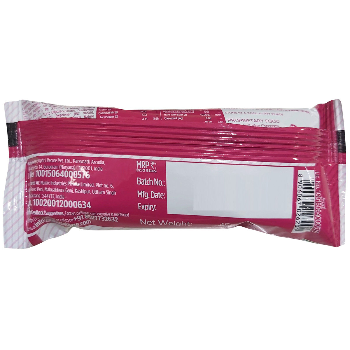 MuscleBlaze Choco Cranberry Protein Bar, 45 gm, Pack of 1 MuscleBlaze Choco Cranberry Protein Bar, 45 gm, Pack of 1