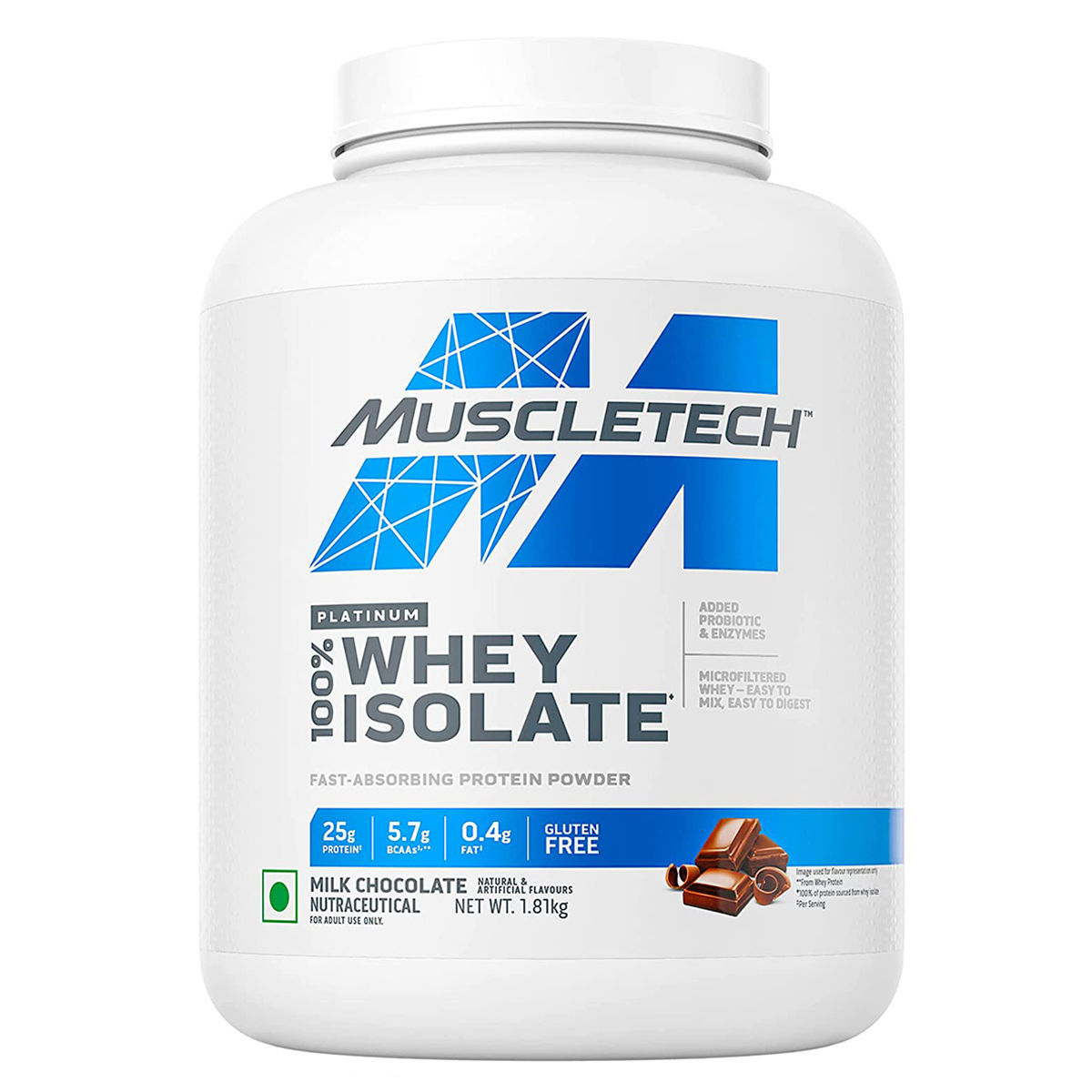 Muscletech Platinum 100 Whey Isolate Milk Chocolate Powder, 1.81 kg