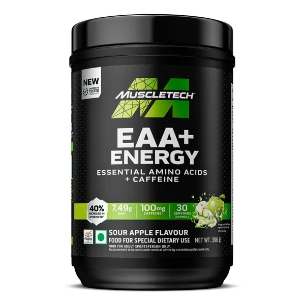 MuscleTech EAA + Energy Sour Apple Flavour Powder, 396 gm