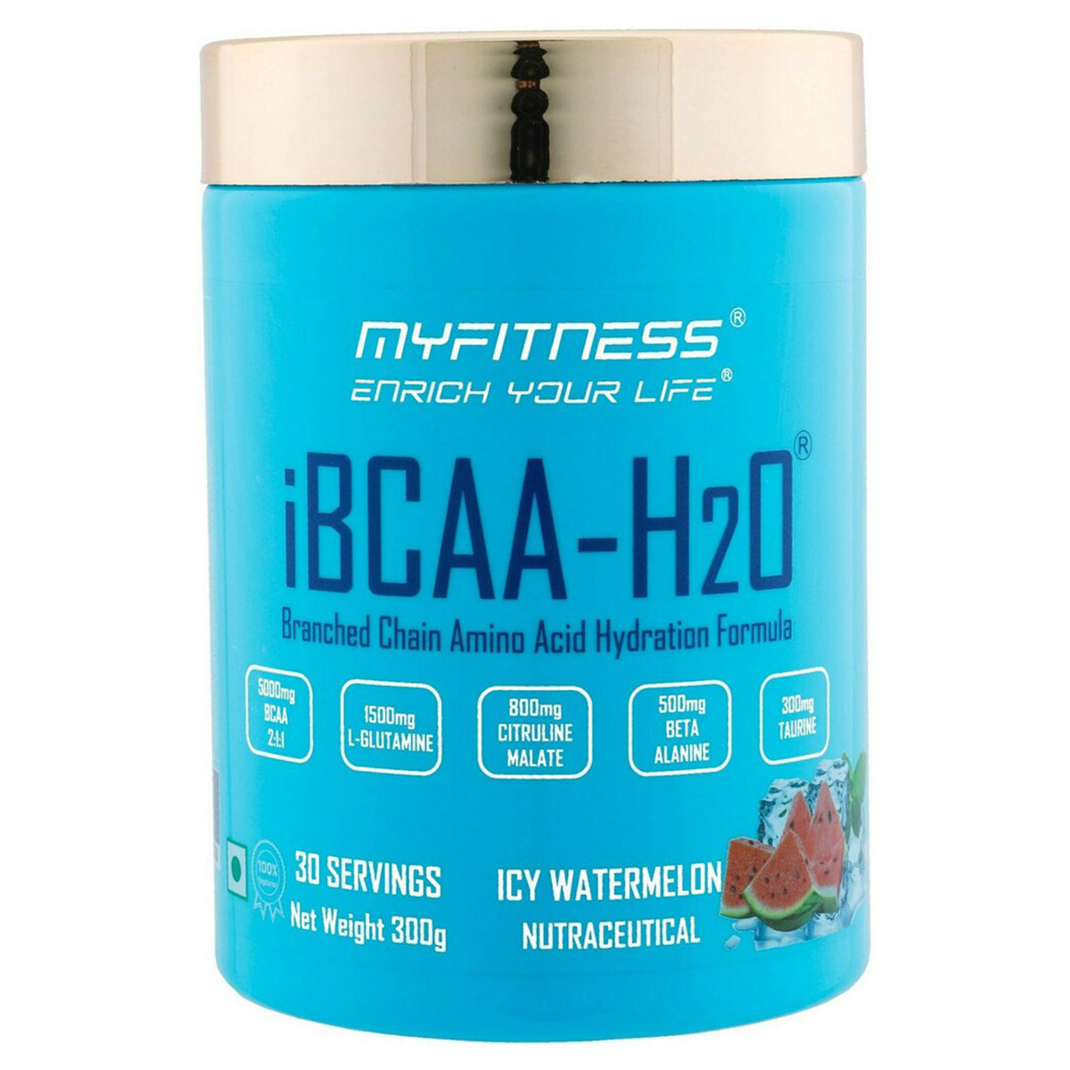 Myfitness iBCAA-H2O Icy Watermelon Flavour Powder, 300 gm, Pack of 1 Myfitness iBCAA-H2O Icy Watermelon Flavour Powder, 300 gm, Pack of 1