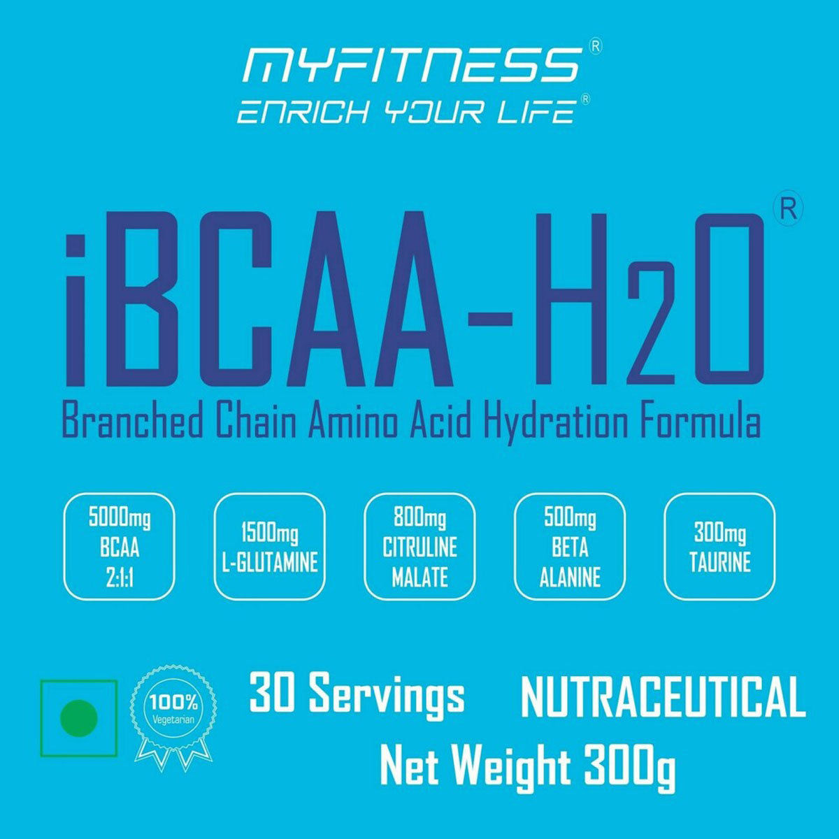 Myfitness iBCAA-H2O Icy Watermelon Flavour Powder, 300 gm, Pack of 1 Myfitness iBCAA-H2O Icy Watermelon Flavour Powder, 300 gm, Pack of 1
