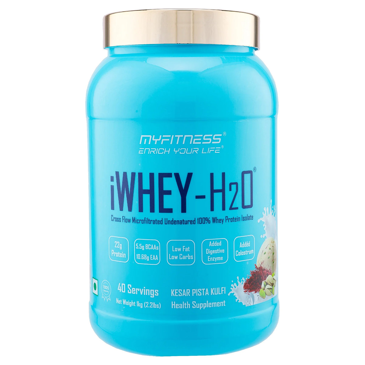 Myfitness iWhey-H2O Protein Kesar Pista Kulfi Flavour Powder, 1 kg, Pack of 1 Myfitness iWhey-H2O Protein Kesar Pista Kulfi Flavour Powder, 1 kg, Pack of 1