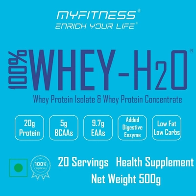 Myfitness iWhey-H2O Protein Rich Chocolate Flavour Powder, 500 gm, Pack of 1