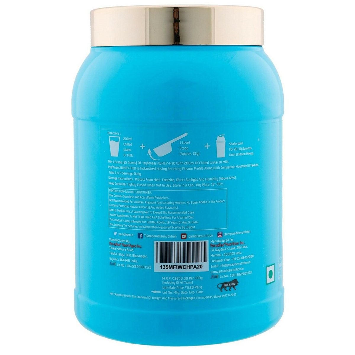 Myfitness iWhey-H2O Protein Chocolate Paradise Flavour Powder, 500 gm, Pack of 1 Myfitness iWhey-H2O Protein Chocolate Paradise Flavour Powder, 500 gm, Pack of 1