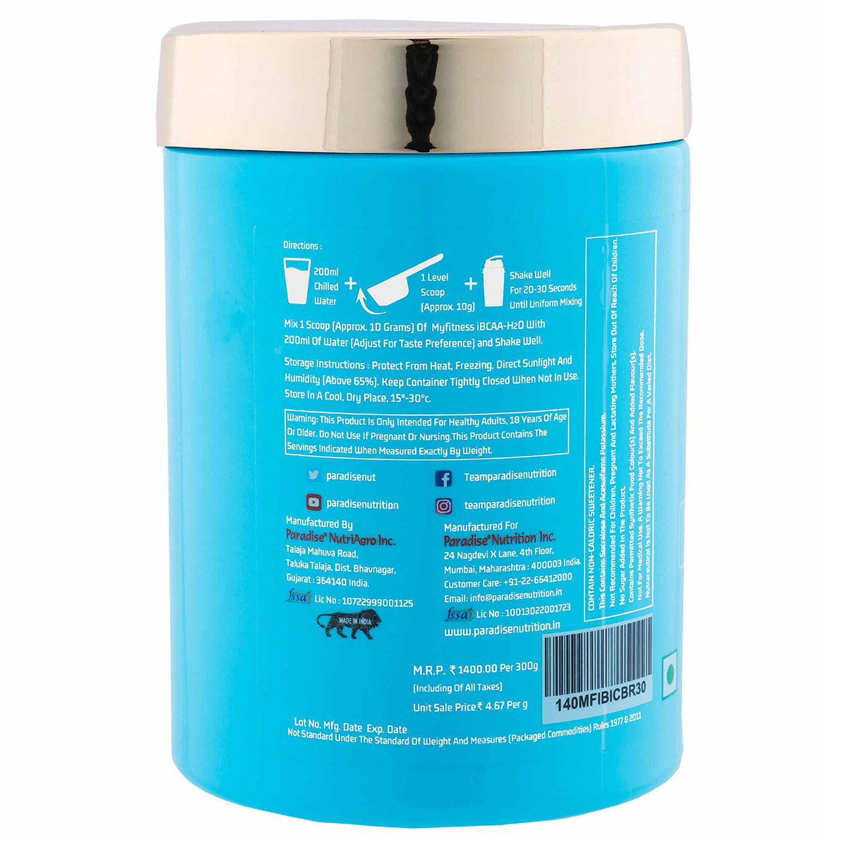 Myfitness iBCAA-H2O Icy Blue Raspberry Flavour Powder, 300 gm, Pack of 1 Myfitness iBCAA-H2O Icy Blue Raspberry Flavour Powder, 300 gm, Pack of 1