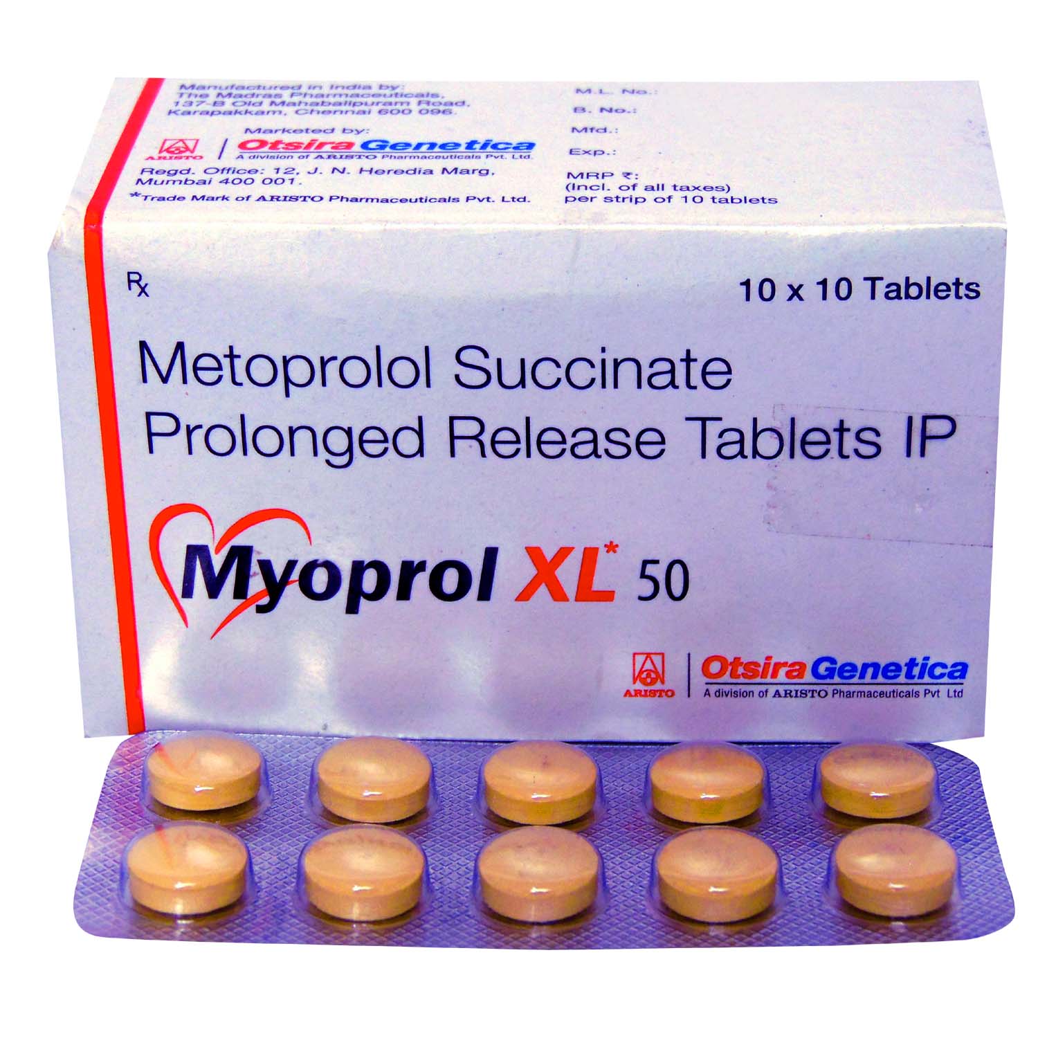 Myoprol XL 50 Tablet 10's, Pack of 10 TABLETS Myoprol XL 50 Tablet 10's, Pack of 10 TABLETS