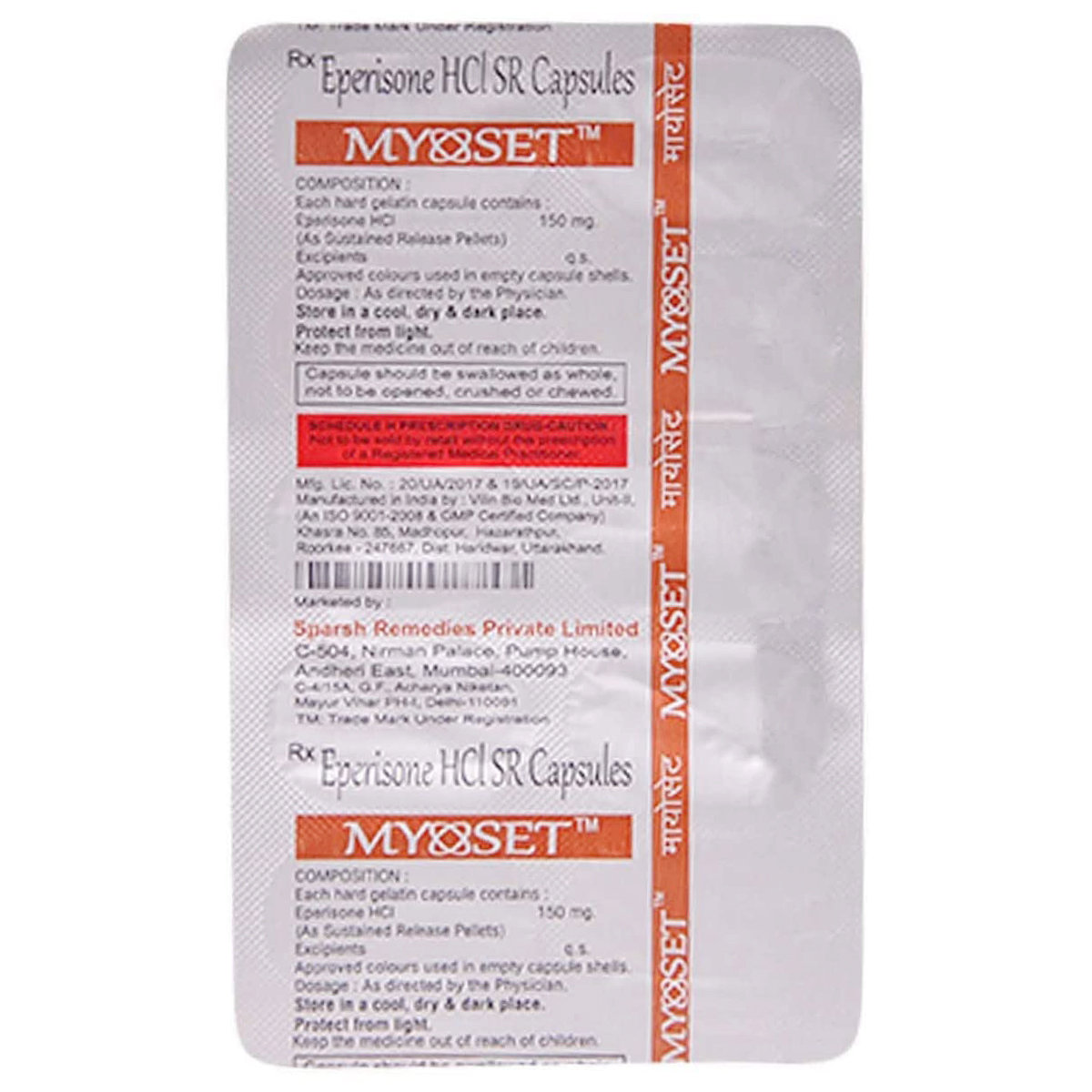 Myoset Tablet 10's, Pack of 10 TABLET SRS Myoset Tablet 10's, Pack of 10 TABLET SRS