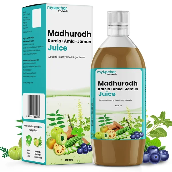 Myupchar Ayurveda Madhurodh Karela + Amla + Jamun Juice, 1000 ml