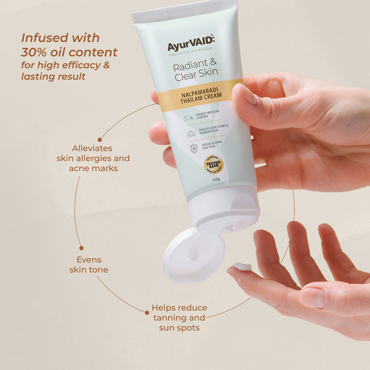 AyurVAID Nalpamaradi Thailam Cream, 50 gm - Brightening & Detanning, Pack of 1 AyurVAID Nalpamaradi Thailam Cream, 50 gm - Brightening & Detanning, Pack of 1