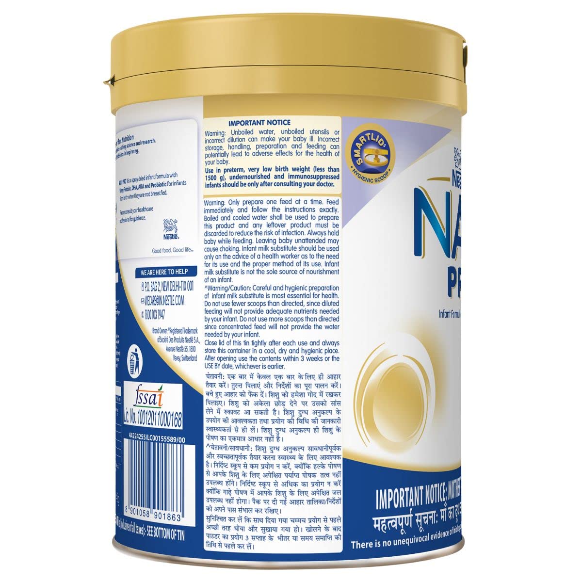 Nestle Nan Pro Stage 1 Infant Formula Milk Powder for babies (Up to 6 months) - with Probiotic, 400gm Tin with Smartlid, Pack of 1 Nestle Nan Pro Stage 1 Infant Formula Milk Powder for babies (Up to 6 months) - with Probiotic, 400gm Tin with Smartlid, Pack of 1