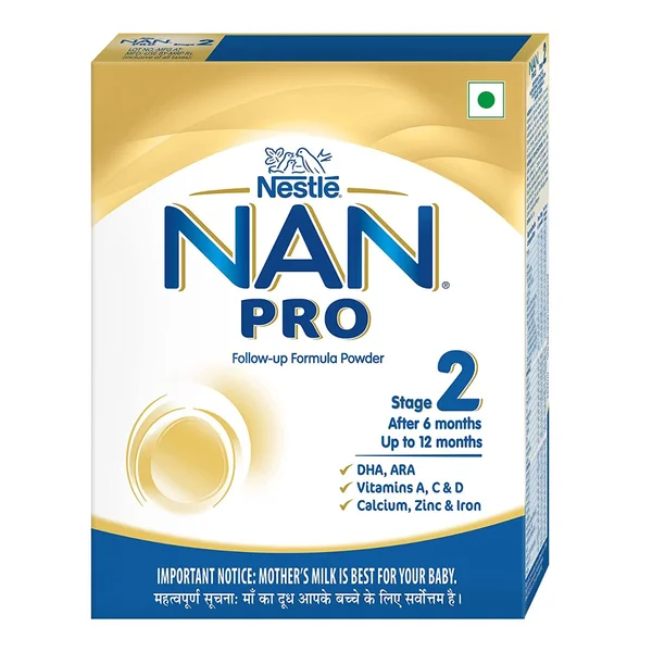 Nestlé NAN PRO 2 Follow-up Formula Powder - After 6 months, Up to 12 months, Stage 2, 400 gm Pouch in Box, Pack of 1