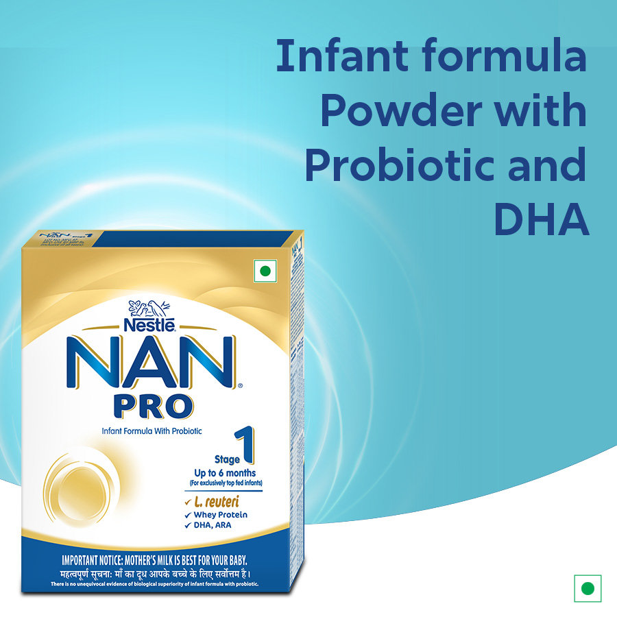 Nestle Nan Pro Stage 1 Infant Formula Milk Powder for babies (Up to 6 months) - with Probiotic, 400gm Bag-In-Box Pack, Pack of 1 Nestle Nan Pro Stage 1 Infant Formula Milk Powder for babies (Up to 6 months) - with Probiotic, 400gm Bag-In-Box Pack, Pack of 1