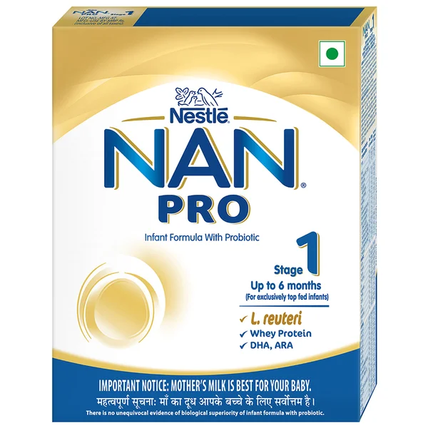 Nestlé NAN PRO 1 Infant Formula with Probiotic (Up to 6 months), Stage 1-400 gm Pouch in Box