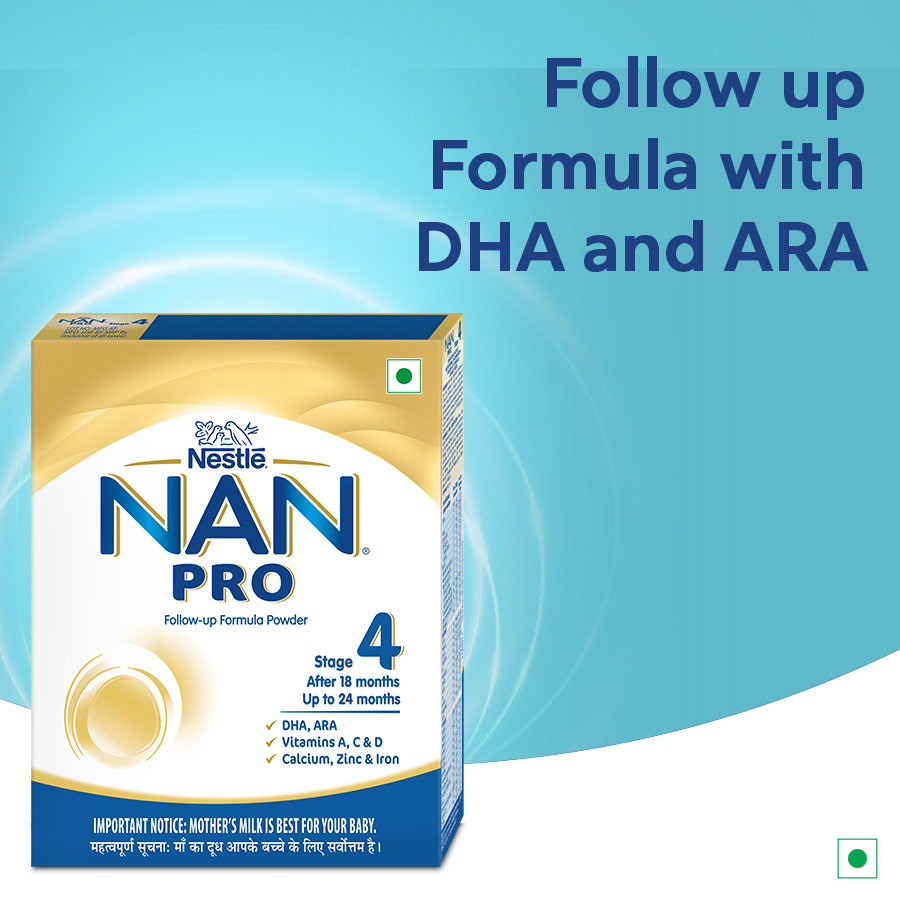 NAN PRO Stage 4 Follow-Up Formula Milk Powder For Babies (After 18 Months Upto 24 Months), With Dha-Ara, 400 gm Bag-In-Box Pack, Infant, Pack of 1 NAN PRO Stage 4 Follow-Up Formula Milk Powder For Babies (After 18 Months Upto 24 Months), With Dha-Ara, 400 gm Bag-In-Box Pack, Infant, Pack of 1